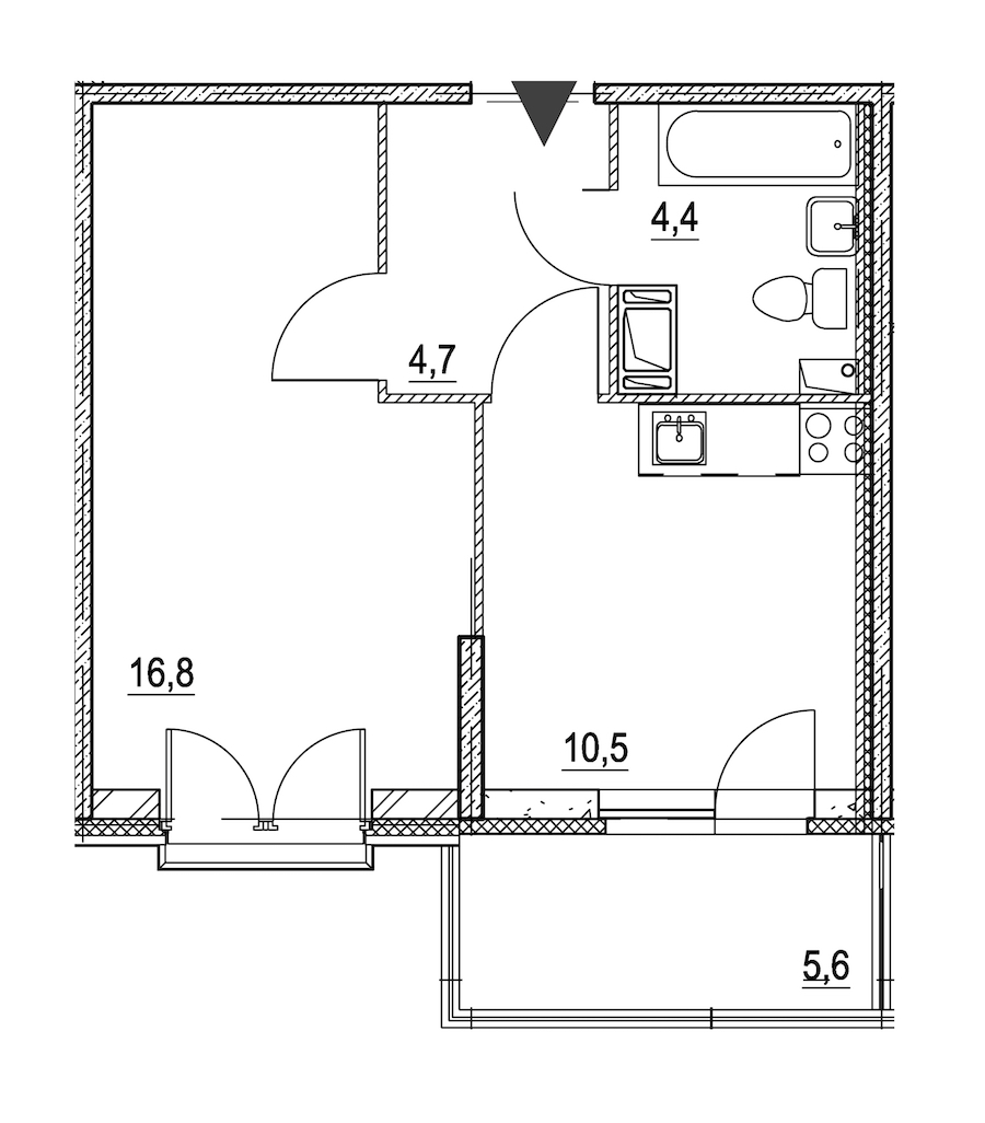 1-комнатная квартира 38.3 м², 4/8 эт., ЖК «Квартал Che»